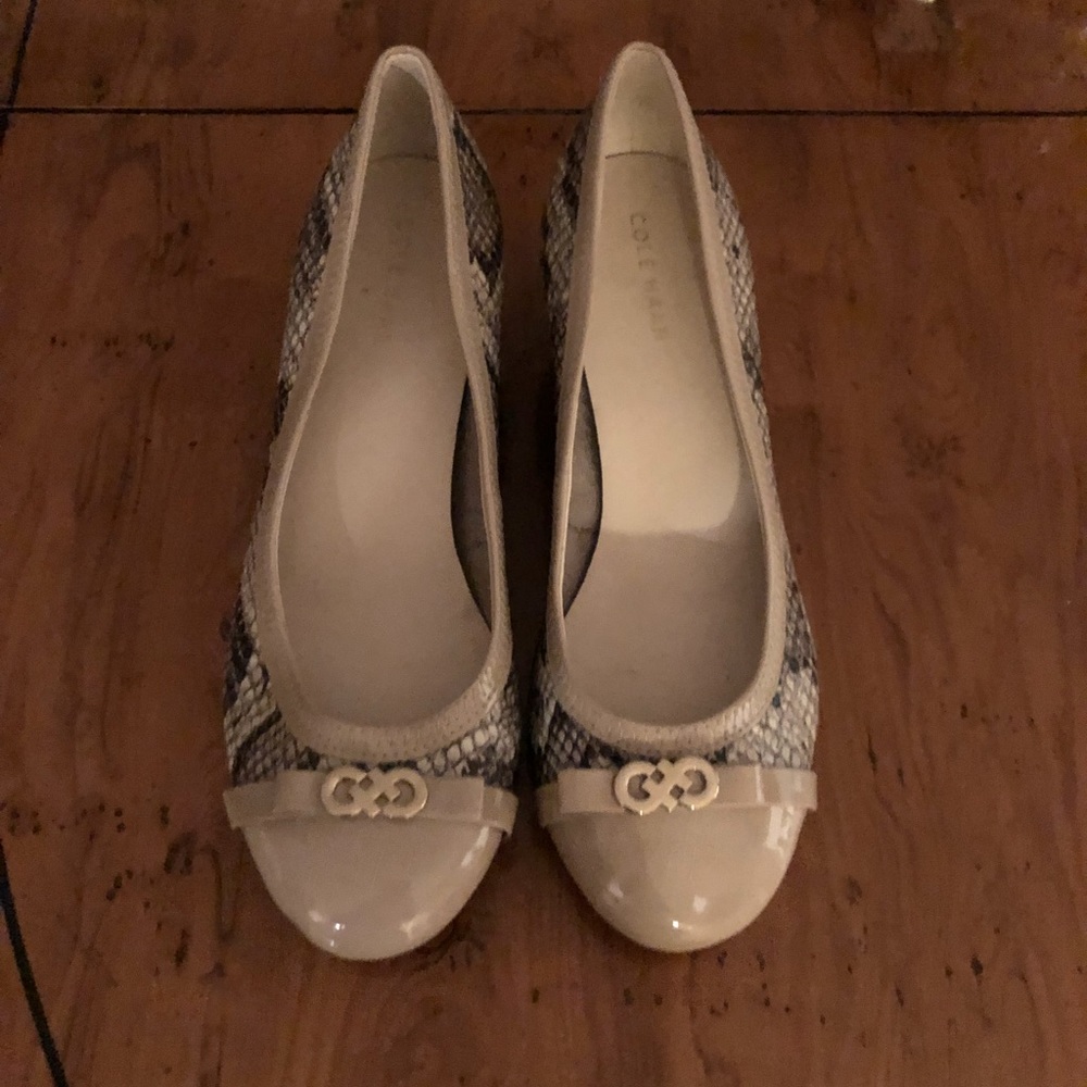 Cole Haan Snake and Cream patent wedge ‘flats’